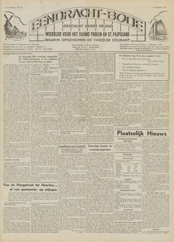 Eendrachtbode /Mededeelingenblad voor het eiland Tholen 1955-09-09