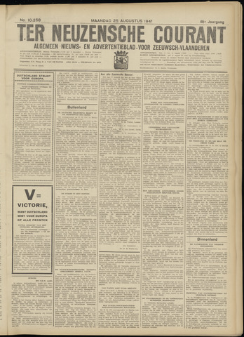 Ter Neuzensche Courant / Neuzensche Courant / (Algemeen) nieuws en advertentieblad voor Zeeuwsch-Vlaanderen 1941-08-25