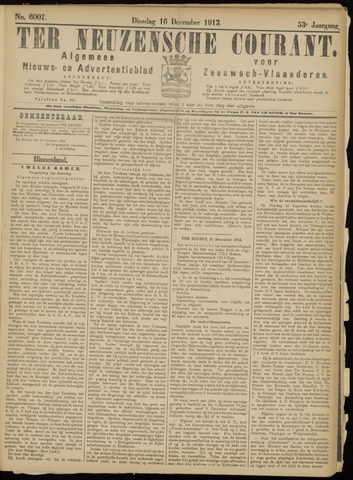 Ter Neuzensche Courant / Neuzensche Courant / (Algemeen) nieuws en advertentieblad voor Zeeuwsch-Vlaanderen 1913-12-16