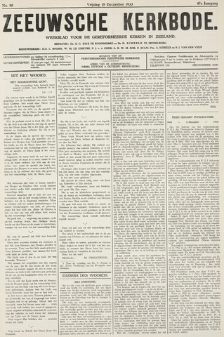 Zeeuwsche kerkbode, weekblad gewijd aan de belangen der gereformeerde kerken/ Zeeuwsch kerkblad 1933-12-15
