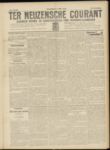 Ter Neuzensche Courant / Neuzensche Courant / (Algemeen) nieuws en advertentieblad voor Zeeuwsch-Vlaanderen 1941-05-05