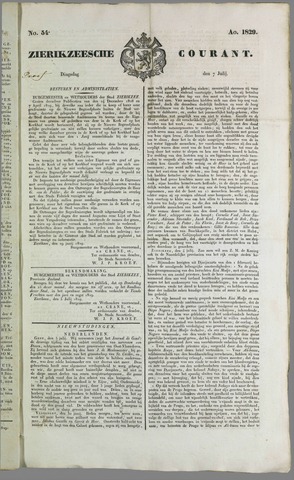 Zierikzeesche Courant 1829-07-07