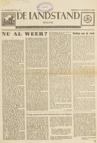 De landstand in Zeeland, geïllustreerd weekblad. 1944-08-04