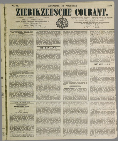 Zierikzeesche Courant 1870-11-30