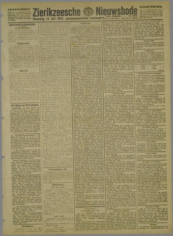 Zierikzeesche Nieuwsbode 1919-07-14