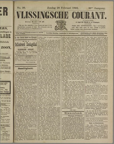 Vlissingse Courant 1892-02-28