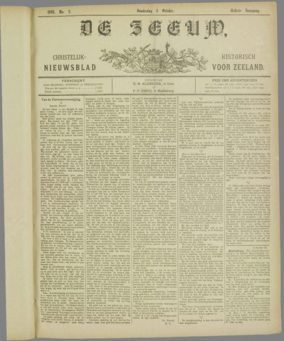 De Zeeuw. Christelijk-historisch nieuwsblad voor Zeeland 1893-10-05