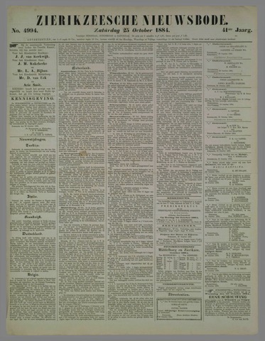 Zierikzeesche Nieuwsbode 1884-10-25
