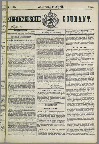 Zierikzeesche Courant 1852-04-17