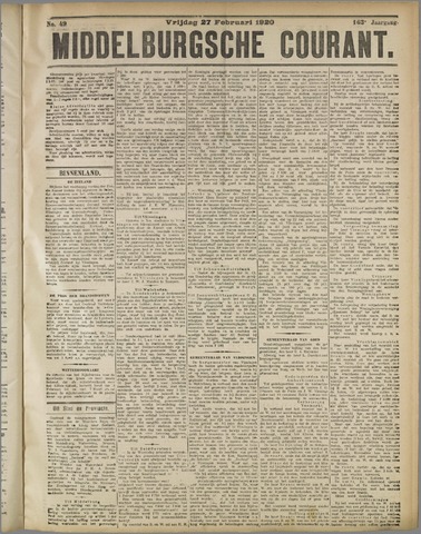 Middelburgsche Courant 1920-02-27