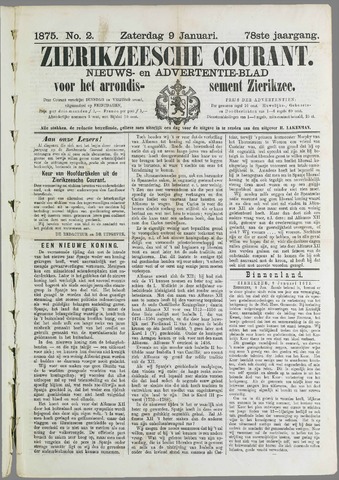 Zierikzeesche Courant 1875-01-09