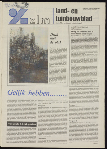 Zeeuwsch landbouwblad ... ZLM land- en tuinbouwblad 1989-09-22