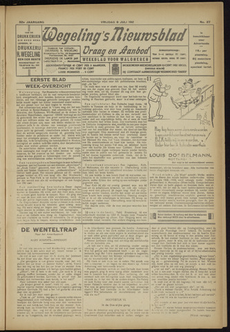 Zeeuwsch Nieuwsblad/Wegeling’s Nieuwsblad 1926-07-09