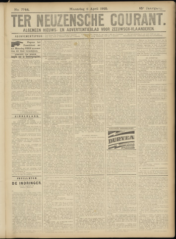 Ter Neuzensche Courant / Neuzensche Courant / (Algemeen) nieuws en advertentieblad voor Zeeuwsch-Vlaanderen 1925-04-06
