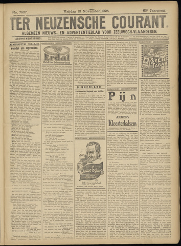 Ter Neuzensche Courant / Neuzensche Courant / (Algemeen) nieuws en advertentieblad voor Zeeuwsch-Vlaanderen 1925-11-13