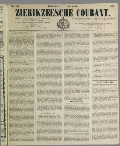 Zierikzeesche Courant 1870-12-21