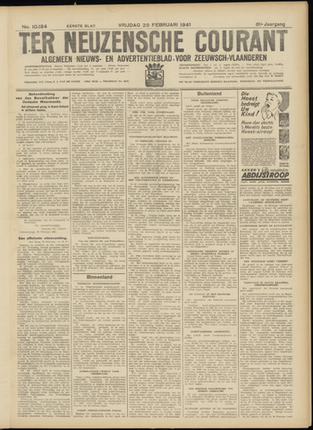 Ter Neuzensche Courant / Neuzensche Courant / (Algemeen) nieuws en advertentieblad voor Zeeuwsch-Vlaanderen 1941-02-28