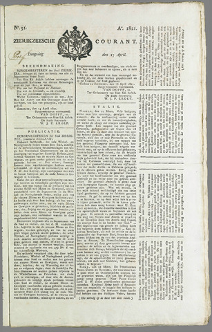 Zierikzeesche Courant 1821-04-17