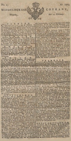 Middelburgsche Courant 1774-02-22