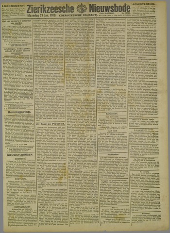 Zierikzeesche Nieuwsbode 1919-01-27
