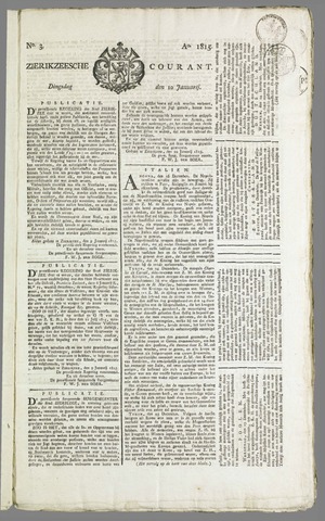 Zierikzeesche Courant 1815-01-10