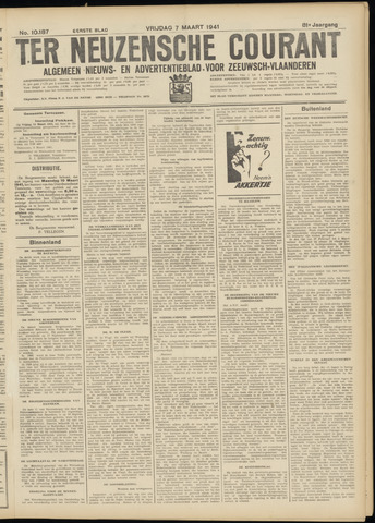 Ter Neuzensche Courant / Neuzensche Courant / (Algemeen) nieuws en advertentieblad voor Zeeuwsch-Vlaanderen 1941-03-07