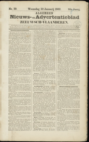 Ter Neuzensche Courant / Neuzensche Courant / (Algemeen) nieuws en advertentieblad voor Zeeuwsch-Vlaanderen 1862-01-22