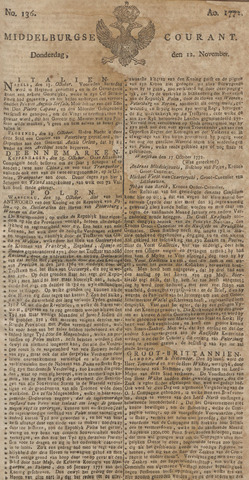 Middelburgsche Courant 1772-11-12