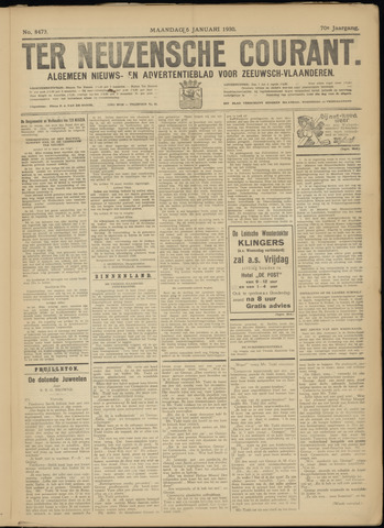 Ter Neuzensche Courant. Algemeen Nieuws- en Advertentieblad voor Zeeuwsch-Vlaanderen / Neuzensche Courant ... (idem) / (Algemeen) nieuws en advertentieblad voor Zeeuwsch-Vlaanderen 1930-01-06