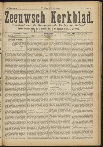 Zeeuwsche kerkbode, weekblad gewijd aan de belangen der gereformeerde kerken/ Zeeuwsch kerkblad 1906-07-27