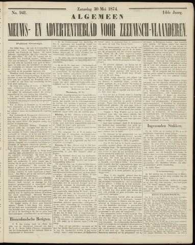 Ter Neuzensche Courant / Neuzensche Courant / (Algemeen) nieuws en advertentieblad voor Zeeuwsch-Vlaanderen 1874-05-30