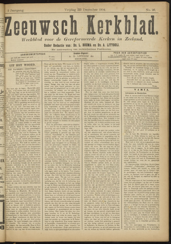 Zeeuwsche kerkbode, weekblad gewijd aan de belangen der gereformeerde kerken/ Zeeuwsch kerkblad 1904-12-23