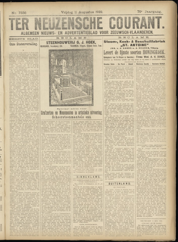 Ter Neuzensche Courant / Neuzensche Courant / (Algemeen) nieuws en advertentieblad voor Zeeuwsch-Vlaanderen 1922-08-11