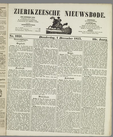 Zierikzeesche Nieuwsbode 1853-12-01
