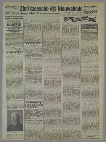 Zierikzeesche Nieuwsbode 1931-02-25